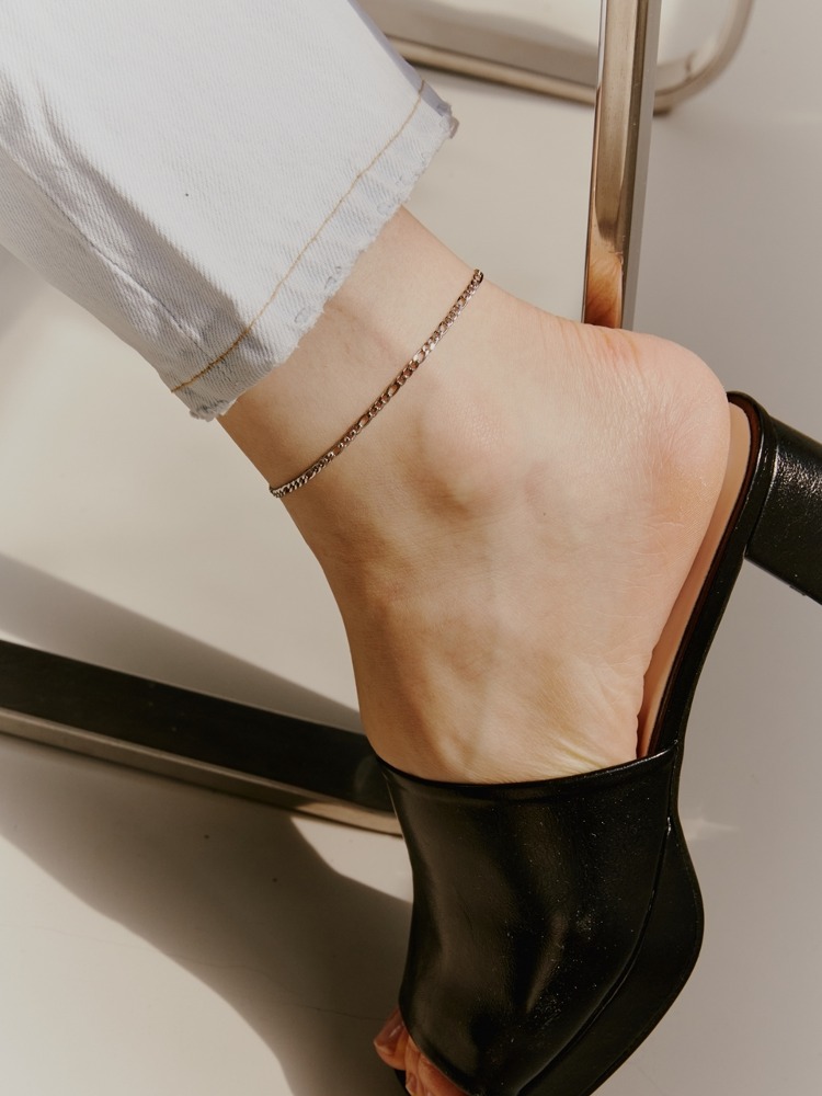 [Surgical] Flat 2 Shape Chain Anklet